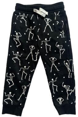 Trilogy Boys Jogger Pants Size 2T Black Dancing Skeleton Halloween Sweatpants
